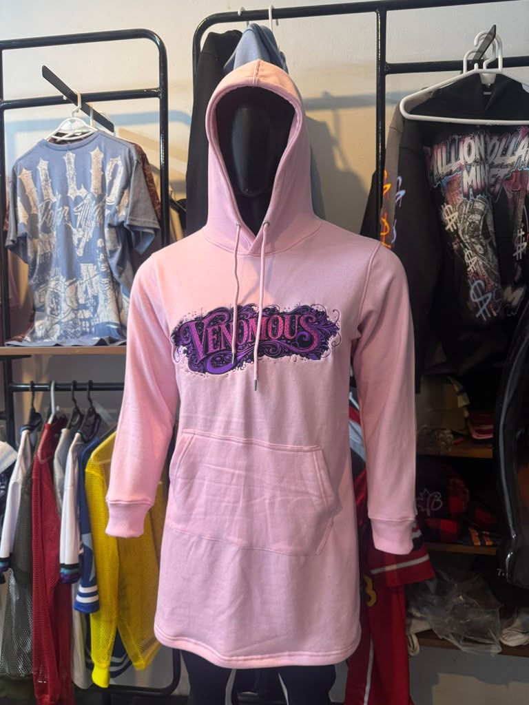 Venomous V Hoodie Dress – Pink Edition